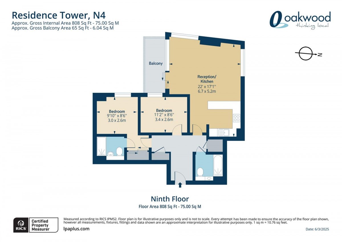 Floorplan for Residence Tower Woodberry Grove, N4 2NE