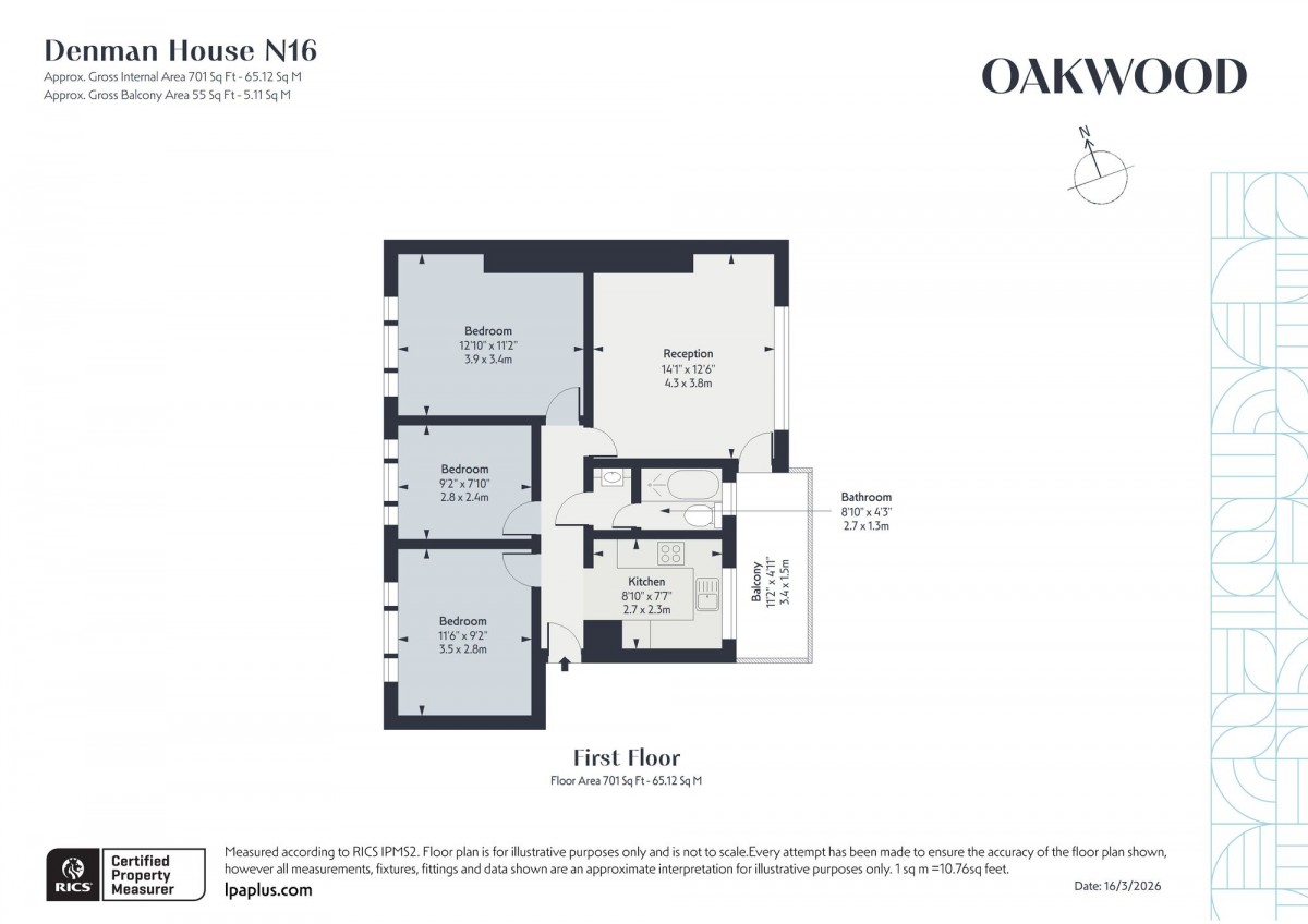 Floorplan for Denman House Lordship Terrace, N16 0JH