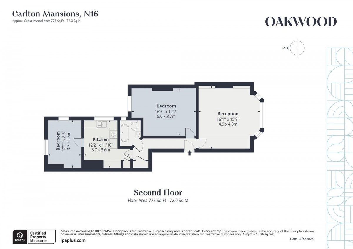 Floorplan for Carlton Mansions Holmleigh Road, N16 5PX