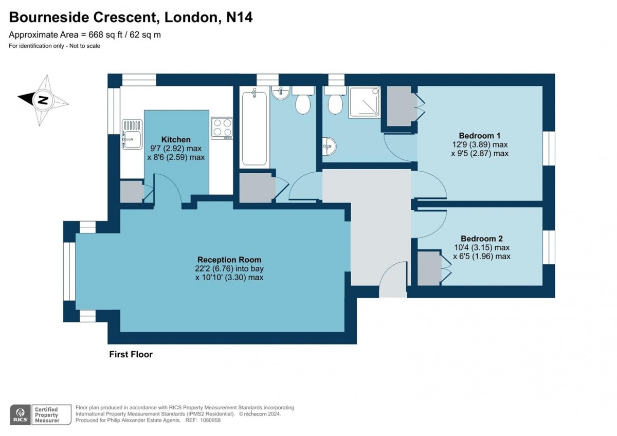 Floorplan for Bourneside Crescent, N14 6SP