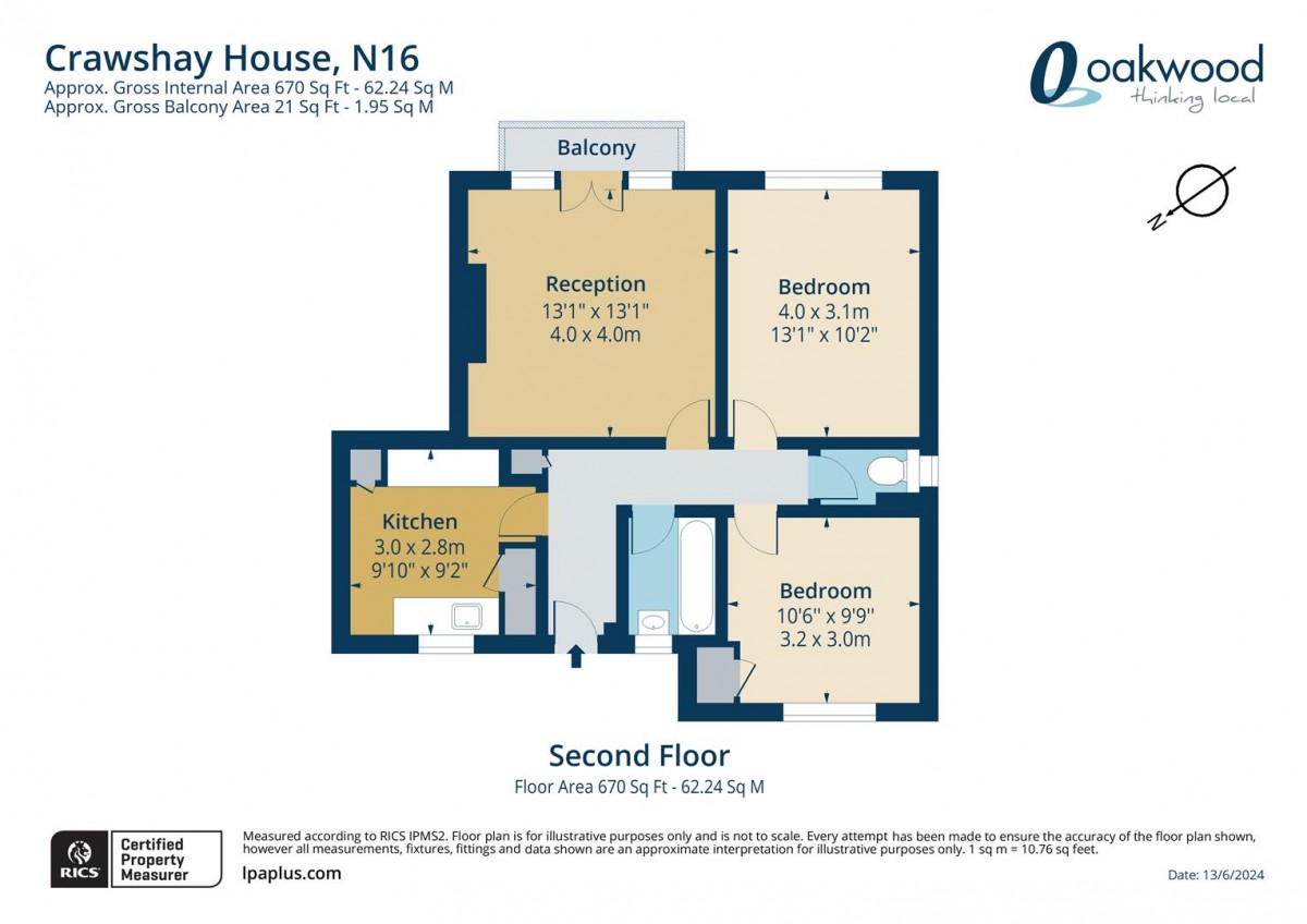 Floorplan for Crawshay House, N16 9NU