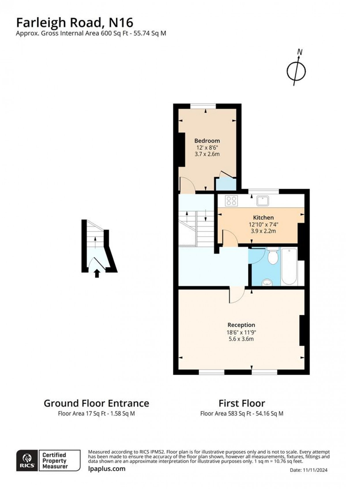 Floorplan for Farleigh Road, N16 7TD