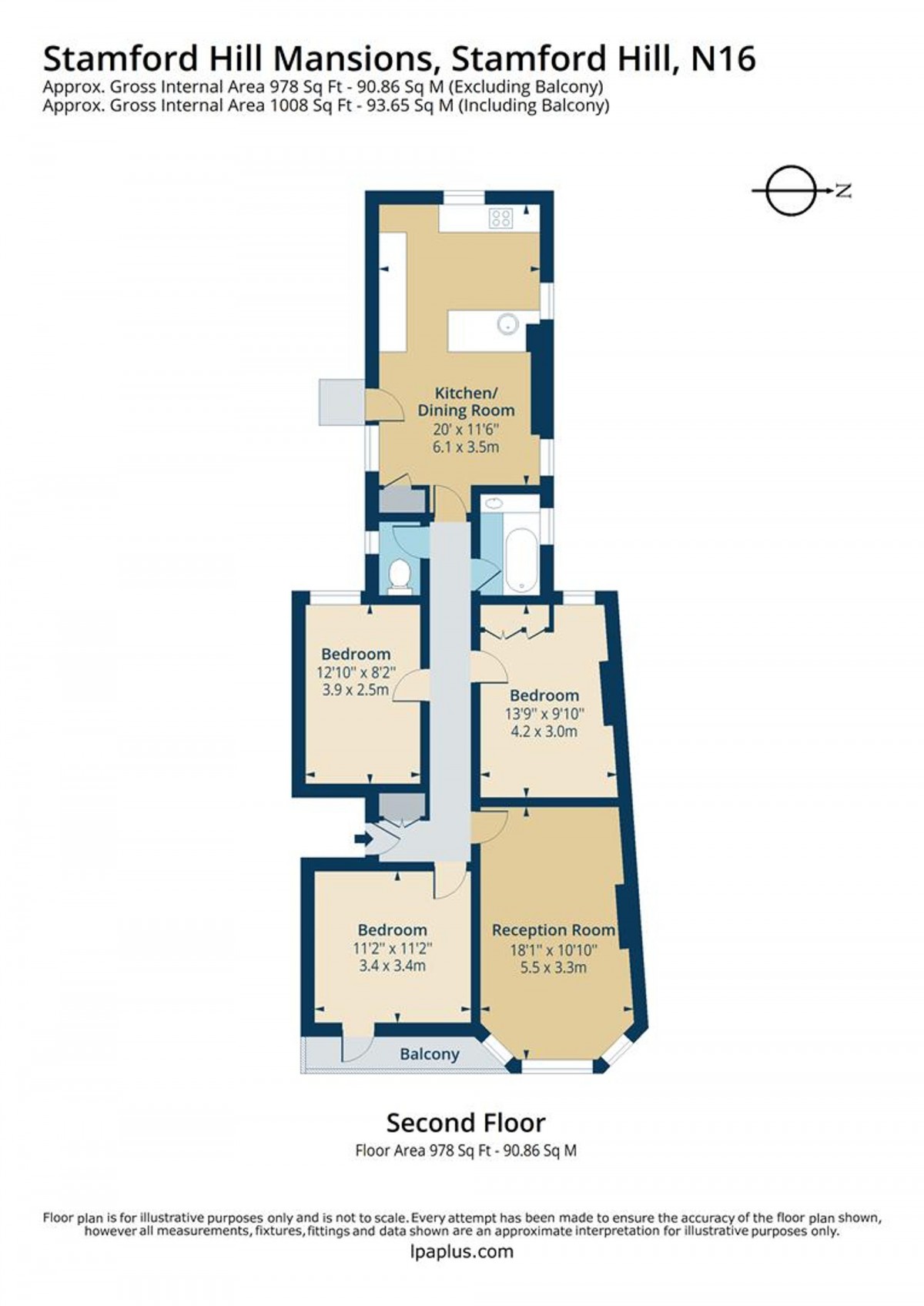 Floorplan for Stamford Hill Mansions Stamford Hill, N16 5TN